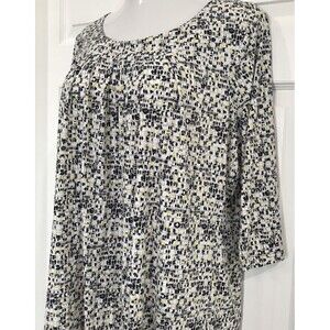 Worthington Plus Size Liquid Knit Stretch Tunic Top 2X Yellow Black Pleat Front